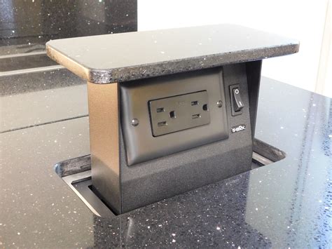 how to fit a metal gfci box into granite countertops|pop up outlet granite countertop.